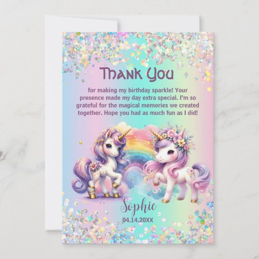betoverende eenhoorn bedankkaart (Voorkant)