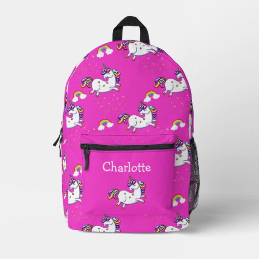 Betoverende eenhoorn dromen: roze sprankeling avon bedrukte rugzak (Voorkant)