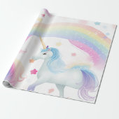Betoverende Eenhoorn Rainbow Magic Wand Pastel Cadeaupapier (Uitgerold)
