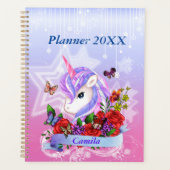 Betoverende Eenhoorn, vlinders & Rozen op maat Planner (Voorkant)