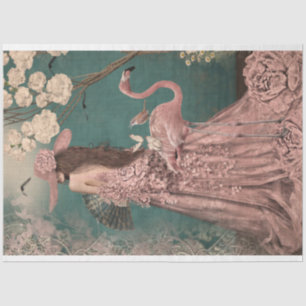 Betoverende, elegante vrouw, flamingo en bloemmoti tissuepapier
