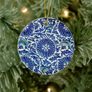 Betoverende elegantie: blauw bloemenChinees Orname Keramisch Ornament
