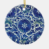 Betoverende elegantie: blauw bloemenChinees Orname Keramisch Ornament (Voorkant)