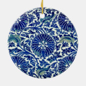 Betoverende elegantie: blauw bloemenChinees Orname Keramisch Ornament (Achterkant)