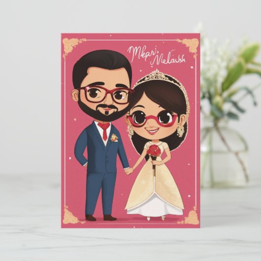 Betoverende elegantie: bruiloft uitnodiging ontwer (Staand voorkant)