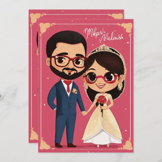 Betoverende elegantie: bruiloft uitnodiging ontwer (Voorkant / Achterkant)