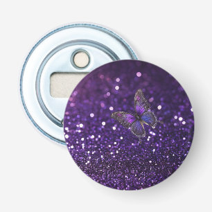 Betoverende elegantie: de Paarse Sparkle Butterfly Button Flesopener
