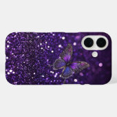 Betoverende elegantie: de Paarse Sparkle Butterfly Case-Mate iPhone Case (Achterkant (horizontaal))