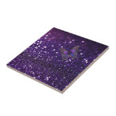 Betoverende elegantie: de Paarse Sparkle Butterfly Tegeltje (Zijkant)