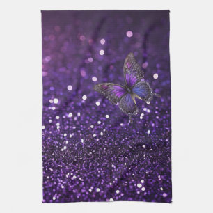 Betoverende elegantie: de Paarse Sparkle Butterfly Theedoek
