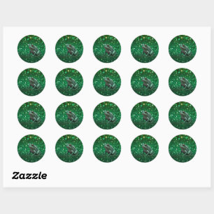 Betoverende Emergentie: De Groene Glitter Kikker Ronde Sticker