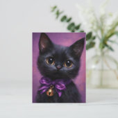 Betoverende en Schattigee Victoriaans zwarte kat Briefkaart (Staand voorkant)