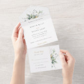 Betoverende Eucalyptus All-in-One bruiloft All In One Uitnodiging (Afscheurbaar)