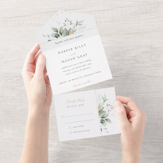 Betoverende Eucalyptus All-in-One bruiloft All In One Uitnodiging (Afscheurbaar)