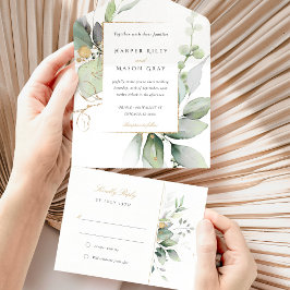 Betoverende Eucalyptus All-in-One bruiloft All In One Uitnodiging