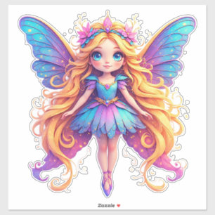 Betoverende Fantasie Elf met Kleurrijke Vleugels Sticker