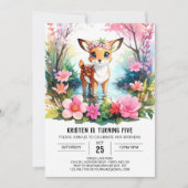 Betoverende Fawn Waterverf Woodland Meisje Verjaar Kaart (Voorkant)