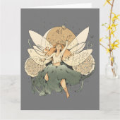 Betoverende fee - grillige fantasiekunst kaart (Gele Bloem)