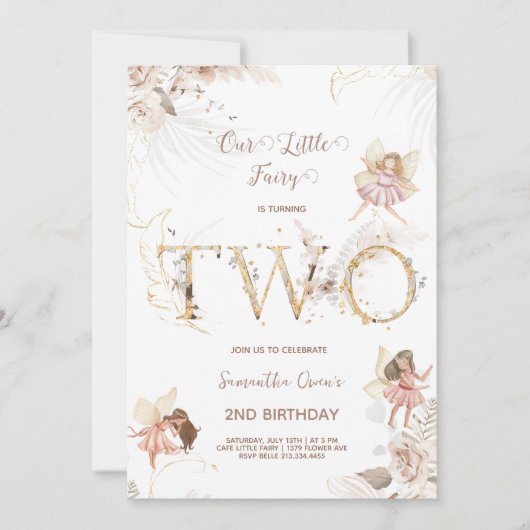 Betoverende feeën 2e verjaardag uitnodiging (Voorkant)