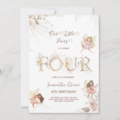 Betoverende feeën 4e verjaardag uitnodiging (Voorkant)