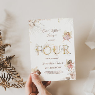 Betoverende feeën 4e verjaardag uitnodiging