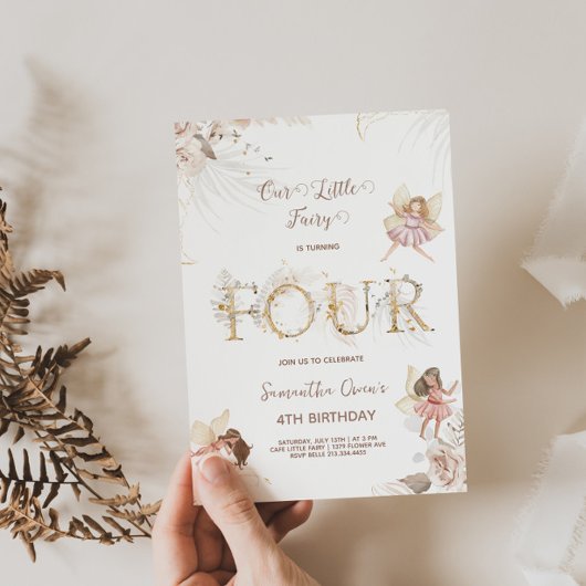 Betoverende feeën 4e verjaardag uitnodiging