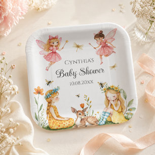 Betoverende Feeën Bosdieren Baby Shower Papieren Bordje