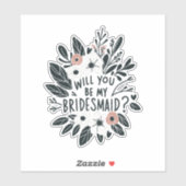 Betoverende Floral bruidsmeisje voorstel Sticker (Vel)