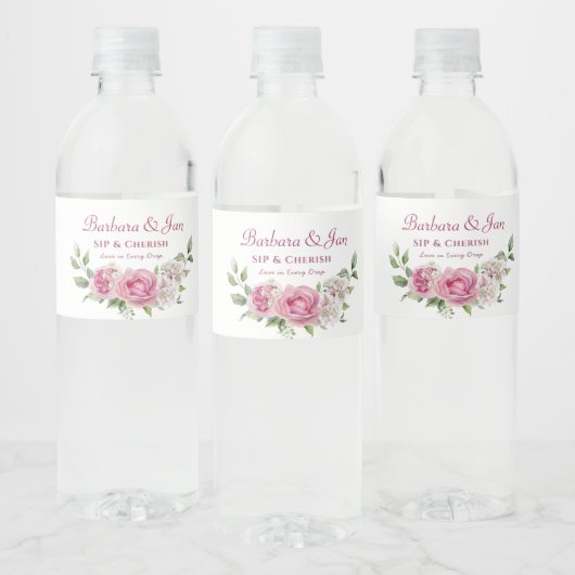Betoverende Floral Eucalyptus Sip Toast Labels Waterfles Etiket (Flessen)