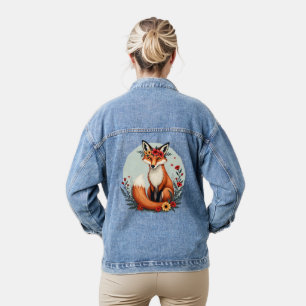 Betoverende Floral Fox Woodland Folk Art Denim Jacket