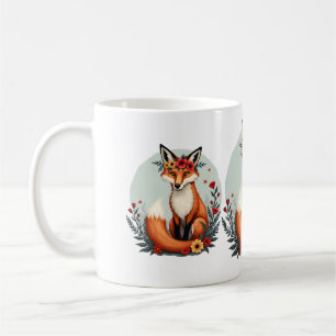 Betoverende Floral Fox Woodland Folk Art Koffiemok