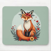 Betoverende Floral Fox Woodland Folk Art Muismat (Voorkant)