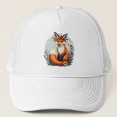 Betoverende Floral Fox Woodland Folk Art Trucker Pet (Voorkant)