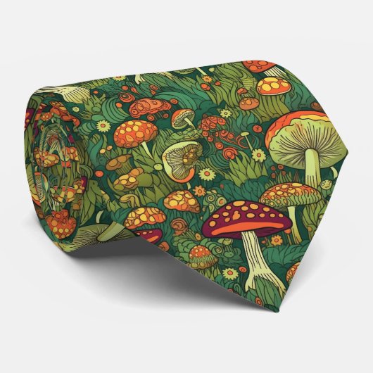 Betoverende Forest Doodle: psychedelische paddenst Stropdas (Opgerold)