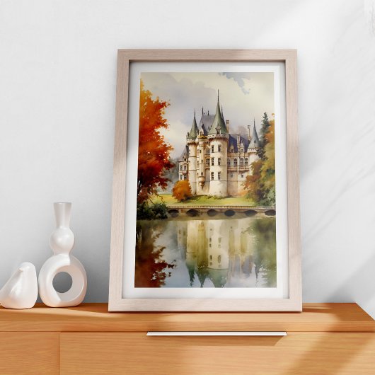 Betoverende Franse kasteel Waterverf Poster