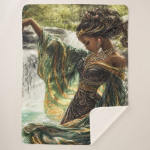 Betoverende godin bij een magische waterval