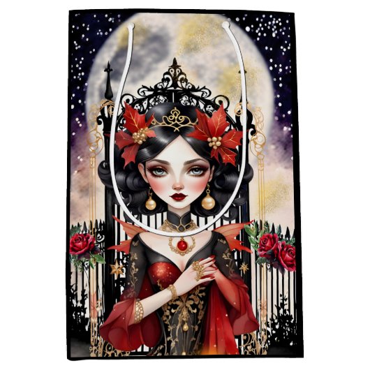 Betoverende Gothic Fairy Christmas Gift Bag Medium Cadeauzakje (Voorkant)