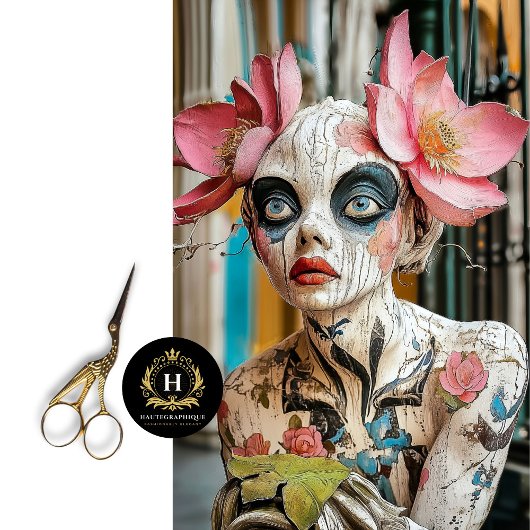 Betoverende Gotische Gargoyle Floral Crown Decoupa Tissuepapier