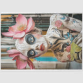 Betoverende Gotische Gargoyle Floral Crown Decoupa Tissuepapier (Voorkant)