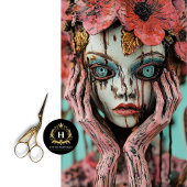 Betoverende Gotische Roze Bloemen Gargoyle Decoupa Tissuepapier