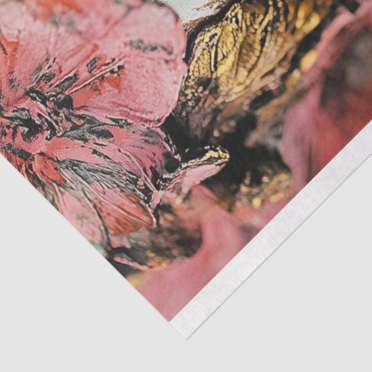 Betoverende Gotische Roze Bloemen Gargoyle Decoupa Tissuepapier (Detail)