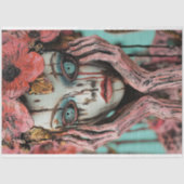 Betoverende Gotische Roze Bloemen Gargoyle Decoupa Tissuepapier (Voorkant)