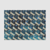 Betoverende gouden libellen op Blauwgroen Blue Dam Tissuepapier (Voorkant)