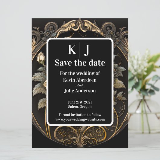 Betoverende Gouden Save The Date (Staand voorkant)