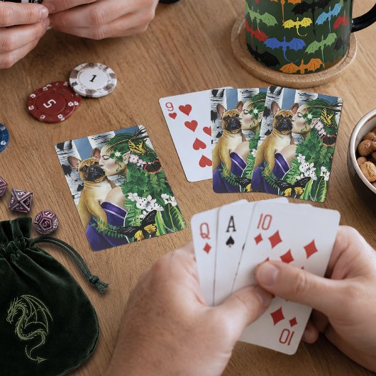 Betoverende Groene Fantasie Franse Bulldog Dryade Pokerkaarten