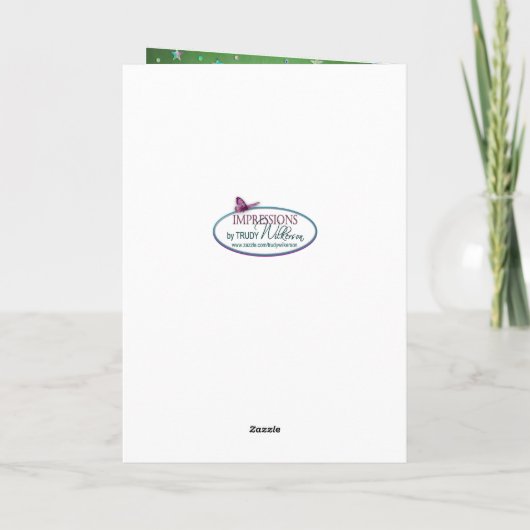 Betoverende groene / gele verjaardag, peetdochter kaart (Achterkant)