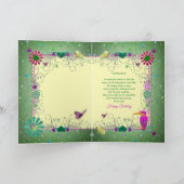 Betoverende groene / gele verjaardag, peetdochter kaart (Binnen)