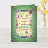 Betoverende groene / gele verjaardag, peetdochter kaart (Gele Bloem)