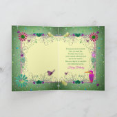 Betoverende groene/gele verjaardag, vrouw kaart (Binnen)