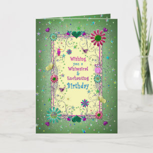 Betoverende Groene/ Gele Verjaardag, Vrouw Kaart